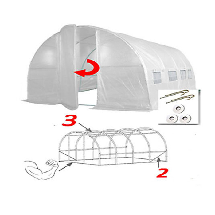 4m x 3m + Ground Anchor Kit (13' x 10' approx) Pro+ White Poly Tunnel