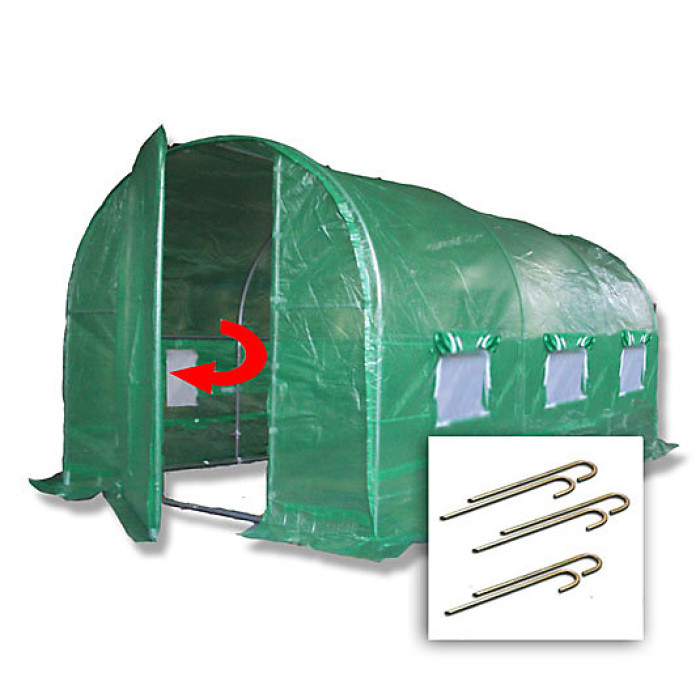 4m x 2m + Anchorage Stake Kit (13' x 7' approx) Pro+ Green Poly Tunnel