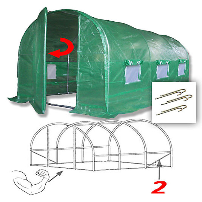 4m x 2m + Anchorage Stake Kit (13' x 7' approx) Pro+ Green Poly Tunnel