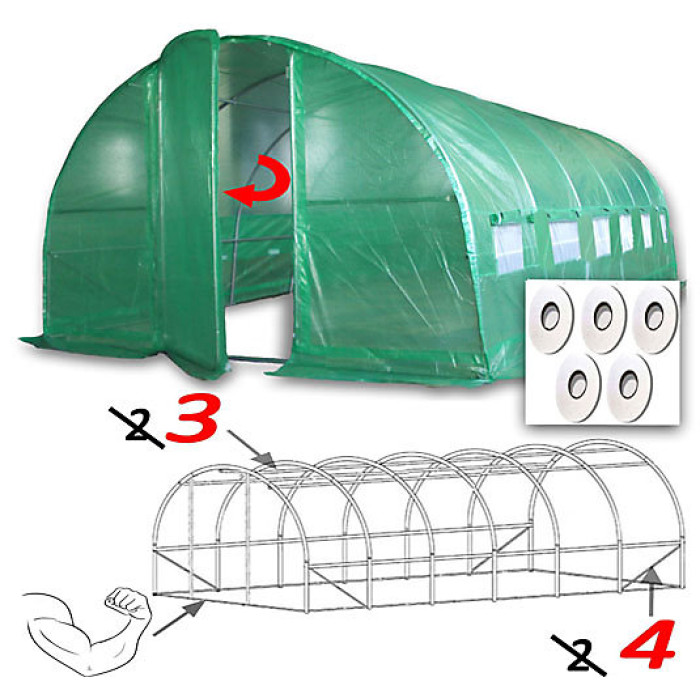 6m x 3m + Hotspot Tape Kit (20' x 10' approx) Pro+ Green Poly Tunnel