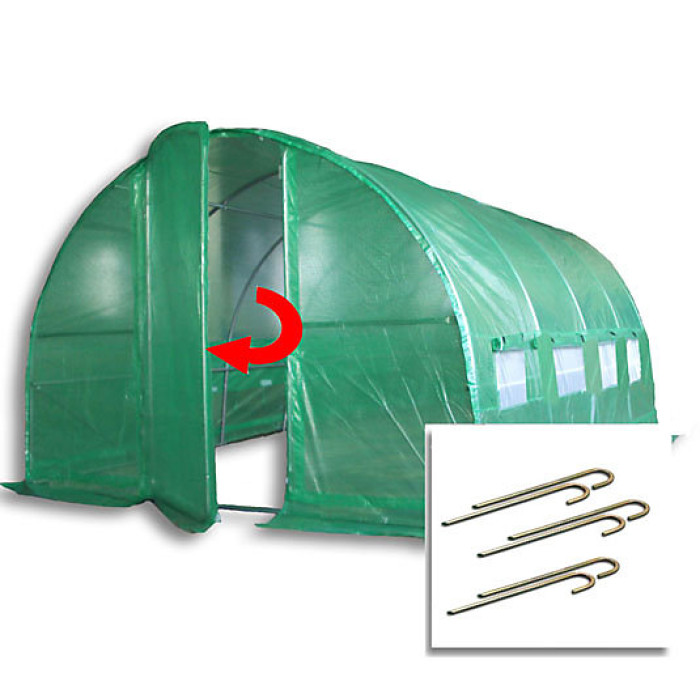 4m x 3m + Anchorage Stake Kit (13' x 10' approx) Pro+ Green Poly Tunnel
