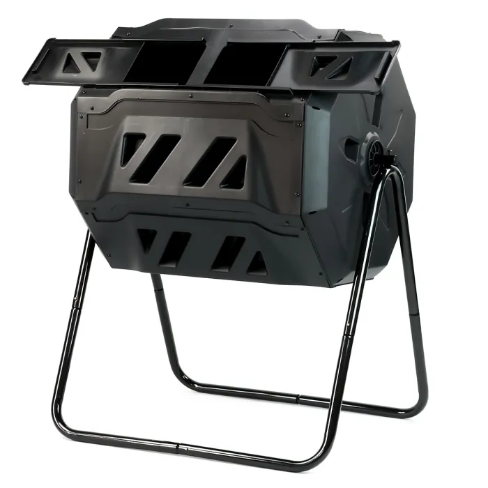 KCT Compost Bin 160L - Rotating Tumbler Eco Friendly Waste Garden Composter & Recycling Duel Compartment