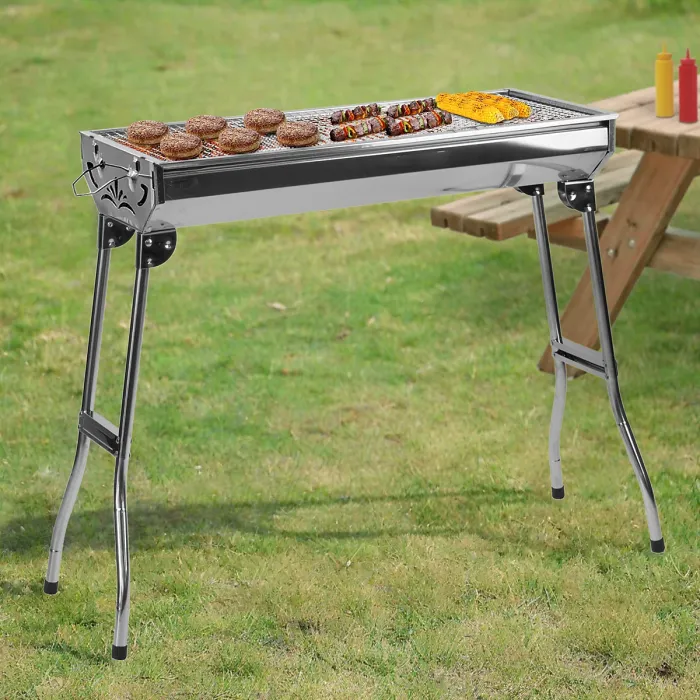 KCT Stainless Steel Portable BBQ And Tool Kit - Folding Large Barbecue Grill For Outdoor Camping