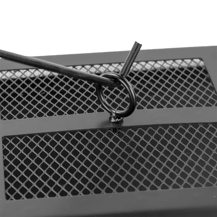 KCT Contemporary Square Garden Fire Pit Outdoor Steel Patio Brazier Log Wood Burner Burning Fireplace Heater With Cover Lid Poker