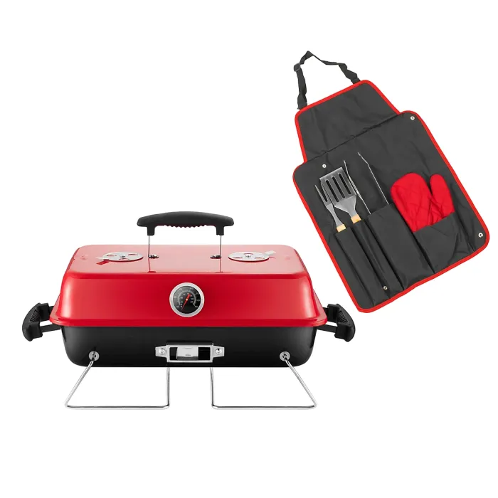 KCT Table Top BBQ Tool Set Portable Charcoal Barbecue Compact Camping Grill Outdoor Barbeque for Picnic Caravan Motorhome Travel