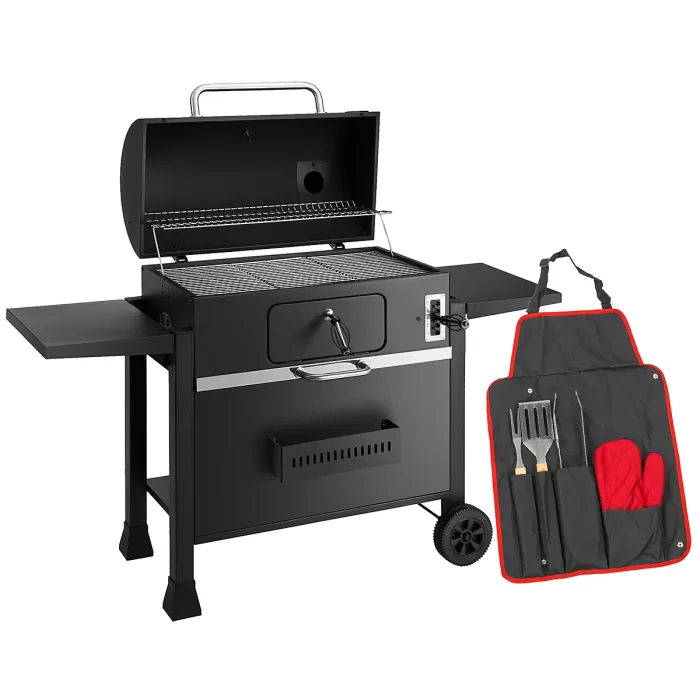 KCT XXL Charcoal BBQ Grill Extra Large Smoker Barbecue with Utensil Tool Kit