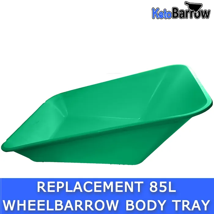 Replacement Wheelbarrow Body Tray - Universal Barrow Pan - 85L - Green