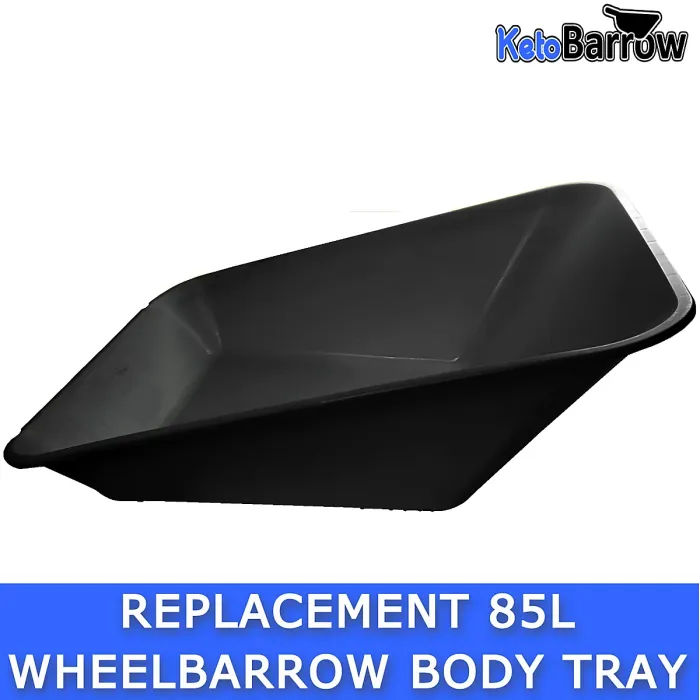 Replacement Wheelbarrow Body Tray - Universal Barrow Pan - 85L - Black