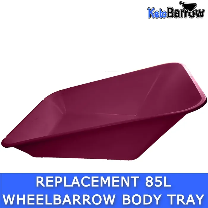 Replacement Wheelbarrow Body Tray - Universal Barrow Pan - 85L - Burgundy