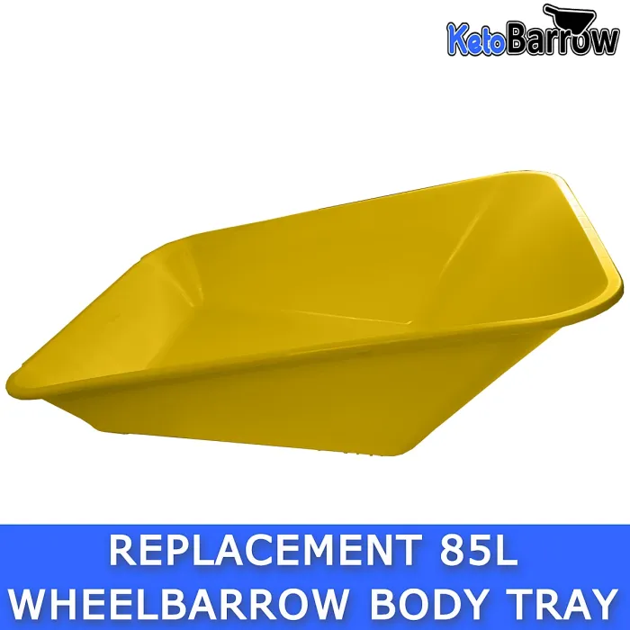 Replacement Wheelbarrow Body Tray - Universal Barrow Pan - 85L - Yellow