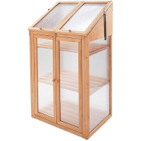 Double Door Wooden Greenhouse With Transparent Poly-carbonate Glazing Outdoor/Patio/Balcony/Backyard Garden Planter