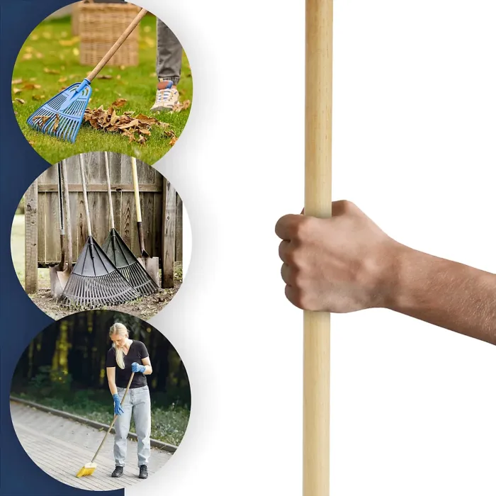 Hardwood Rake Handle Replacement 120 cm / 47" Long Wooden Shaft for Hoe, Broom, Spade, Shovel, Fork - Durable Garden Pole