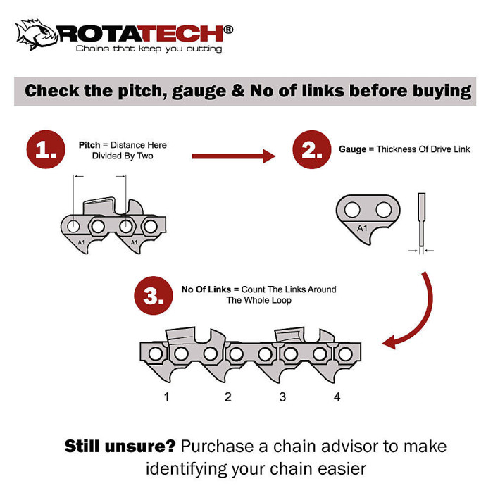 Genuine Rotatech 45 DL Chainsaw Chain for 12 Inch Bar