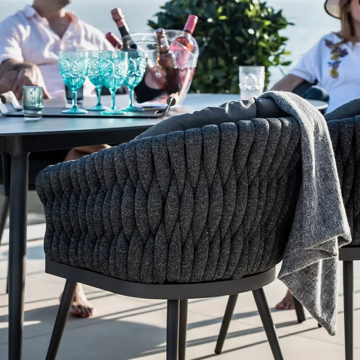 Palma 10 Seat Rope Extending Dining Set in Grey