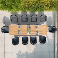 Palma 10 Seat Rope Extending Teak Dining Set in Grey