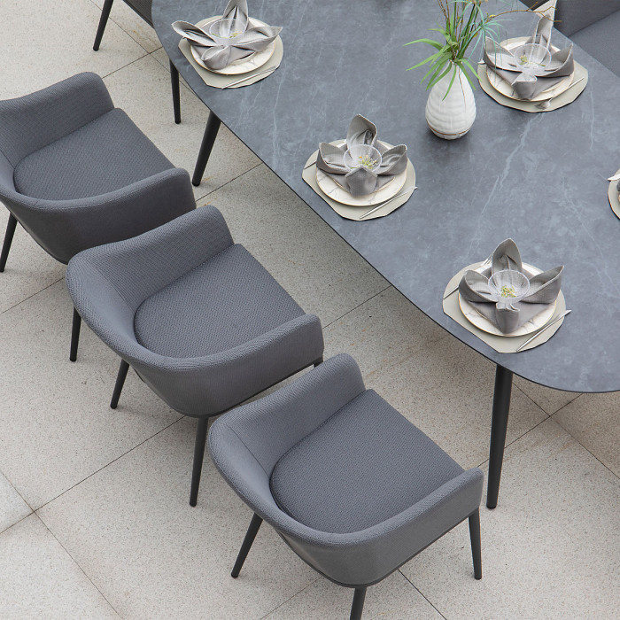 Luna 8 Seat Outdoor Fabric Oval Dining Set in Grey