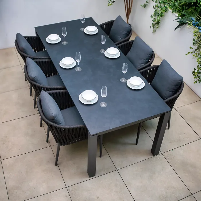 Bracken Outdoors Maldives 6 Seat Rectangular Rope Garden Furniture Dining Set