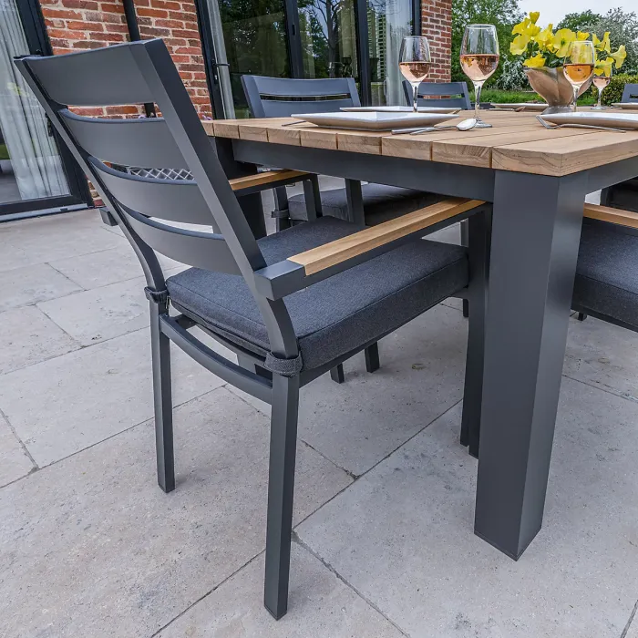 Bracken Outdoors Rectangular Seattle Teak and Aluminium 6 Seater Garden Dining Set