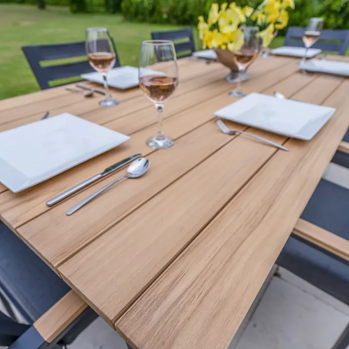 Bracken Outdoors Rectangular Seattle Teak and Aluminium 6 Seater Garden Dining Set