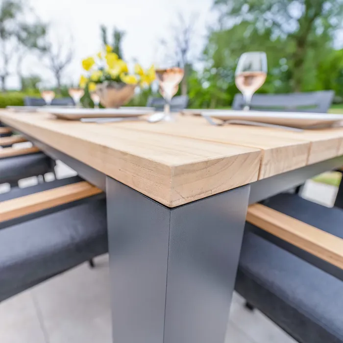 Bracken Outdoors Rectangular Seattle Teak and Aluminium 6 Seater Garden Dining Set