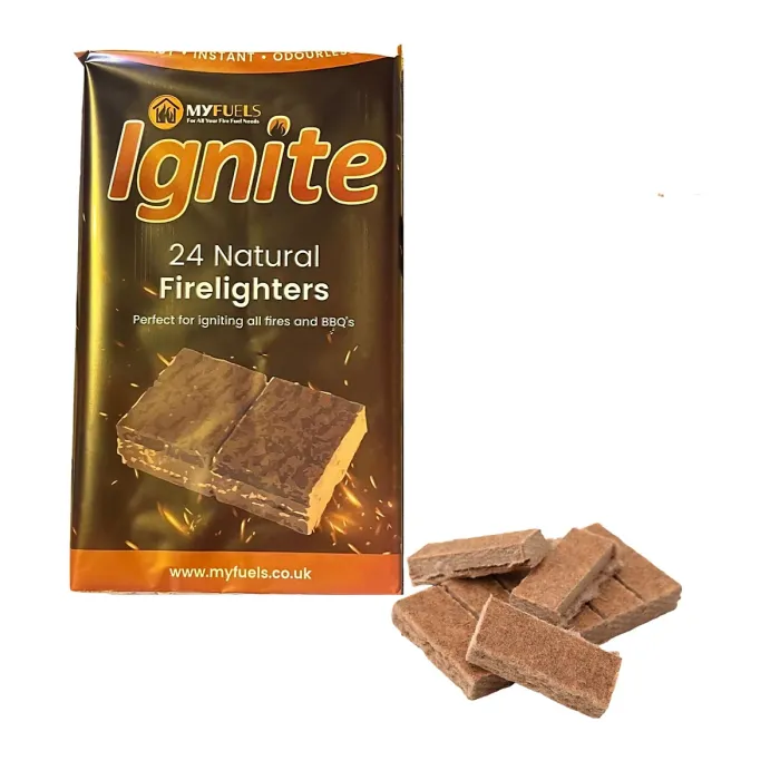 5 Packs of 24 Natural Firelighter Cubes BBQ Firelighters Paraffin Wax Sawdust