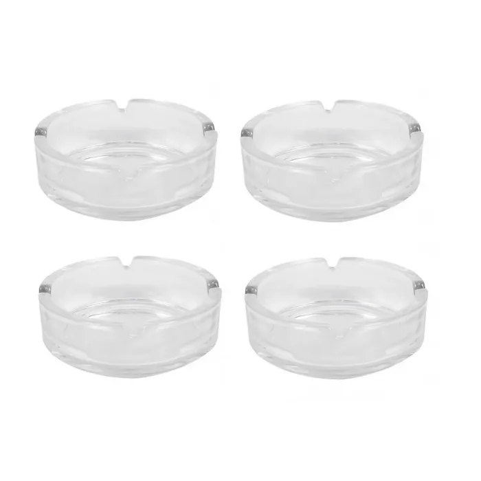 4x Round Glass Ashtray Cigarette Butt Smoking Ashtray For Home Pub Garden 10.5cm
