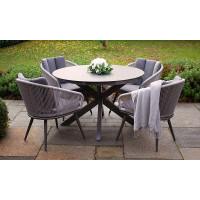 Primrose Living Lifestyle Rope 4 Seater Chairs & Table Grey Garden Furniture Dining Set