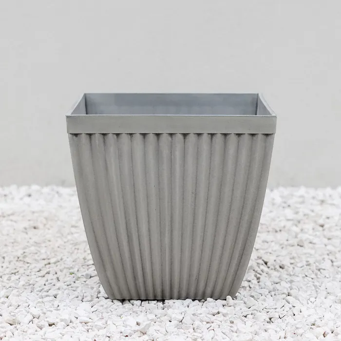 Primrose Flared Square Outdoor Plant Pot Flower Planter Container In Grey 36cm