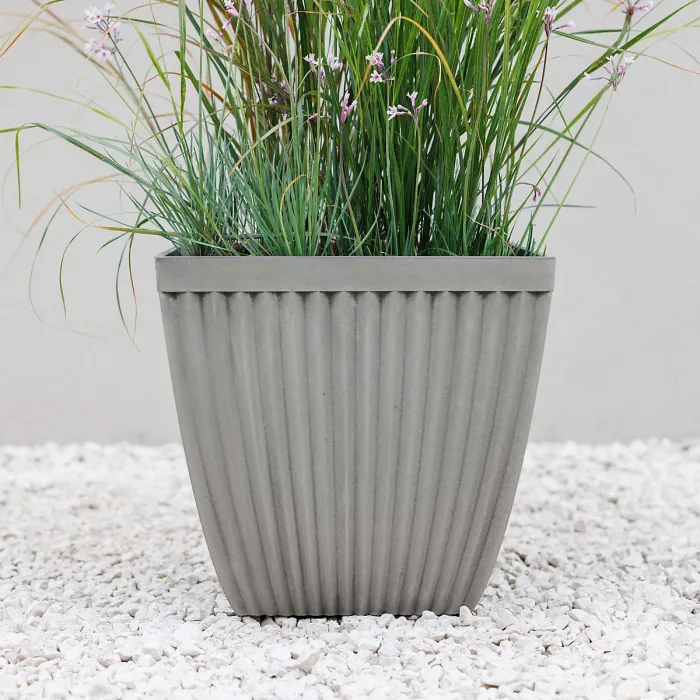 Primrose Flared Square Outdoor Plant Pot Flower Planter Container In Grey 36cm