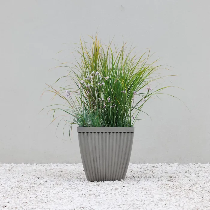 Primrose Flared Square Outdoor Plant Pot Flower Planter Container In Grey 36cm