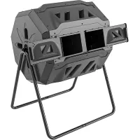 160L Dual Heavy Duty Outdoor Compost Tumbler Bin Composter Organic Fertilizer Rotating Garden Compost Bin, BPA Free (43 Gallon)