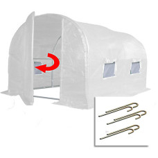 3m x 2m + Anchorage Stake Kit (10' x 7' approx) Pro+ White Poly Tunnel