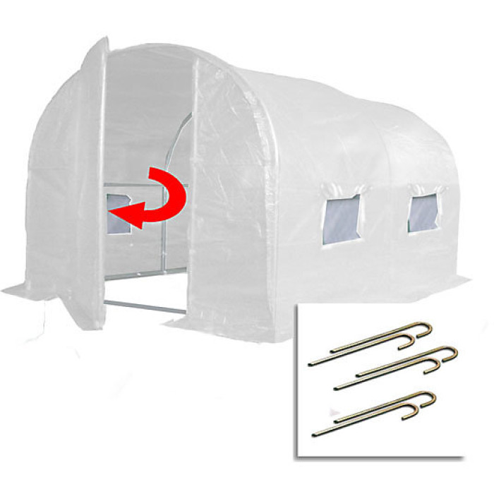 3m x 2m + Anchorage Stake Kit (10' x 7' approx) Pro+ White Poly Tunnel