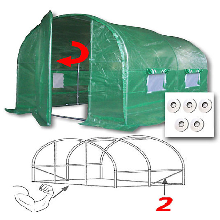 3m x 2m + Hotspot Tape Kit (10' x 7' approx) Pro+ Green Poly Tunnel