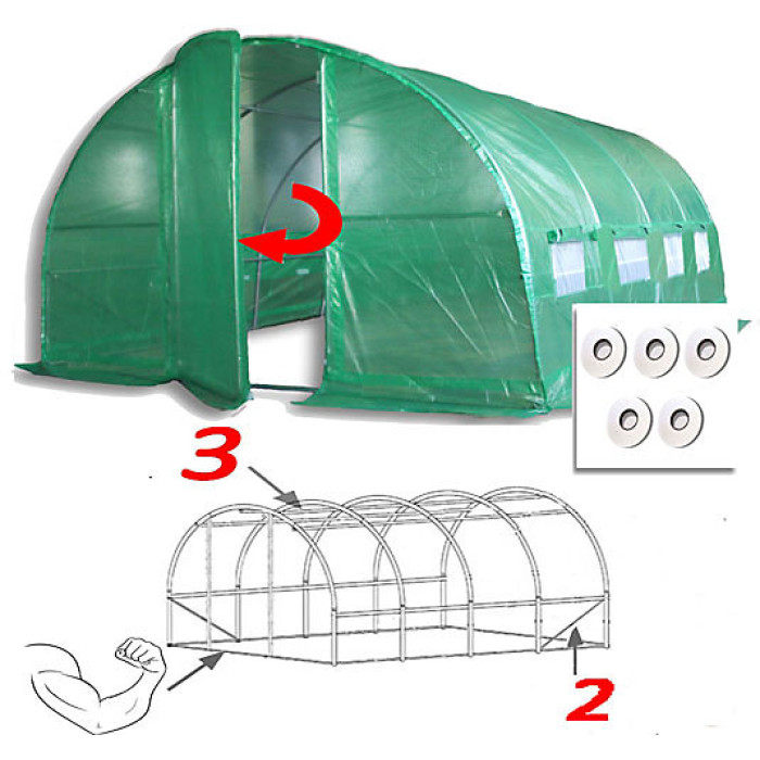 4m x 3m + Hotspot Tape Kit (13' x 10' approx) Pro+ Green Poly Tunnel