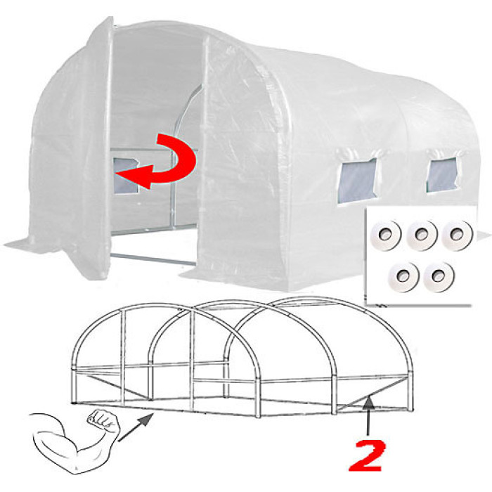 3m x 2m + Hotspot Tape Kit (10' x 7' approx) Pro+ White Poly Tunnel
