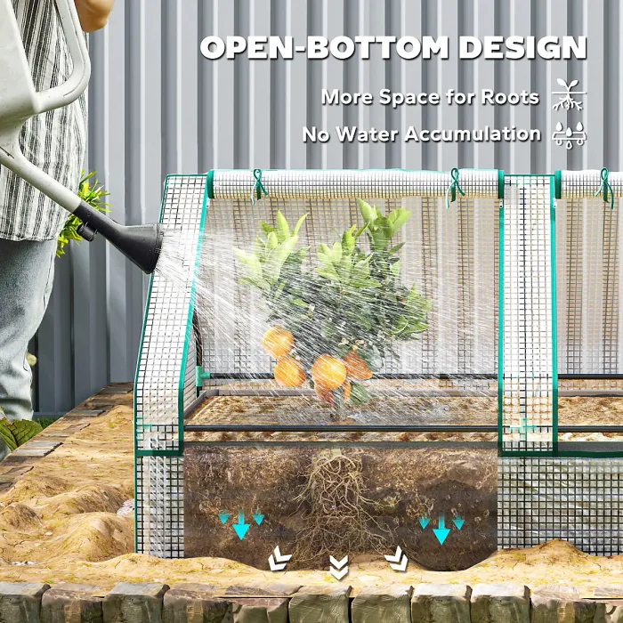 Outsunny Raised Garden Bed Planter Box with Greenhouse, White and Dark Grey