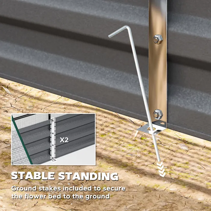 Outsunny Raised Garden Bed Planter Box with Greenhouse, White and Dark Grey