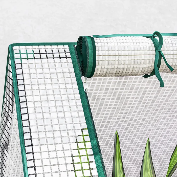 Outsunny Raised Garden Bed Planter Box with Greenhouse, White and Dark Grey