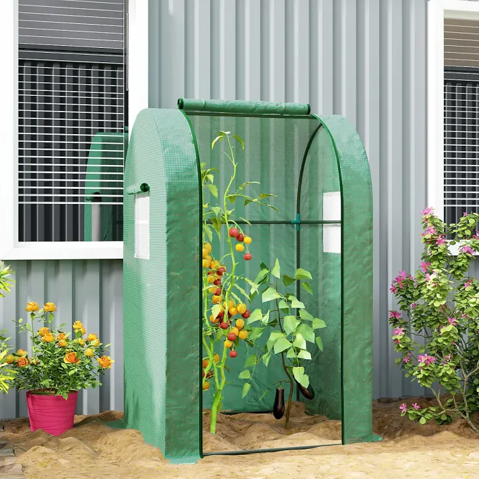 Outsunny Tomato Greenhouse with Roll-up Door, 94 x 94 x 150cm, Green
