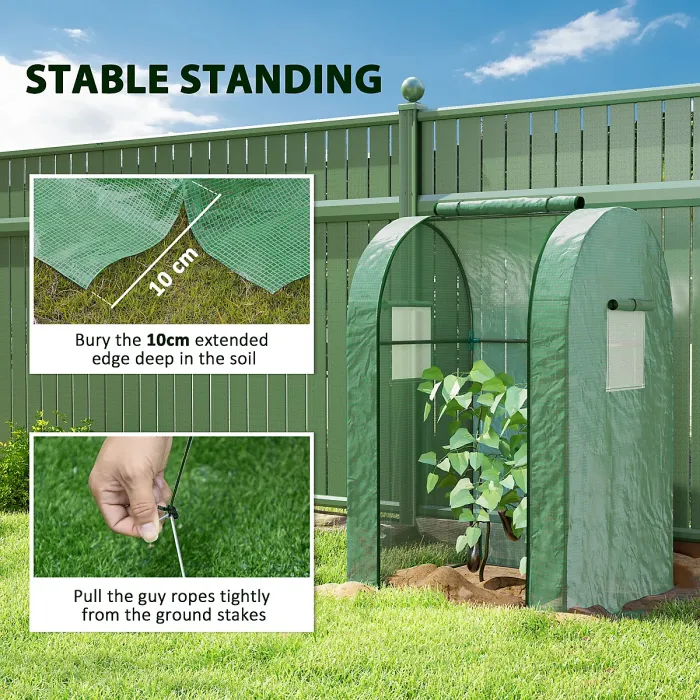 Outsunny Tomato Greenhouse with Roll-up Door, 94 x 94 x 150cm, Green