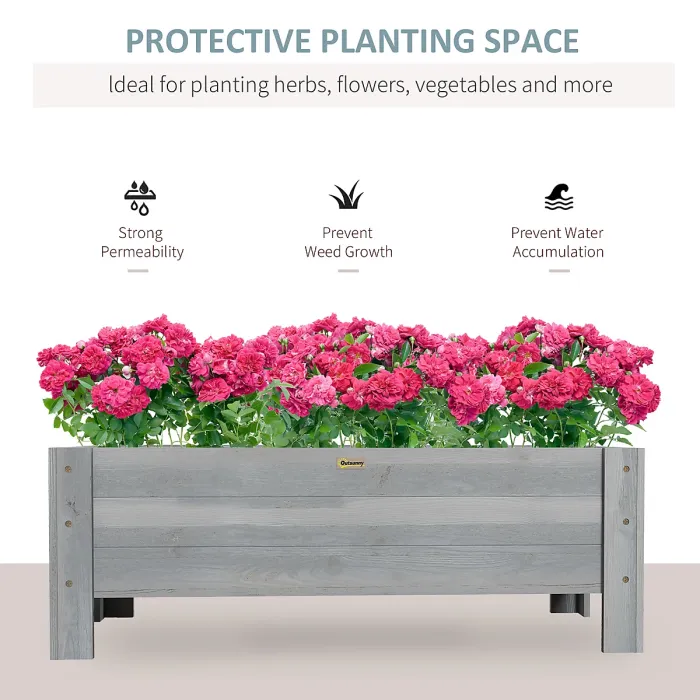 Outsunny Wooden Garden Raised Bed Planter Grow Containers Pot, 100x36.5x36cm