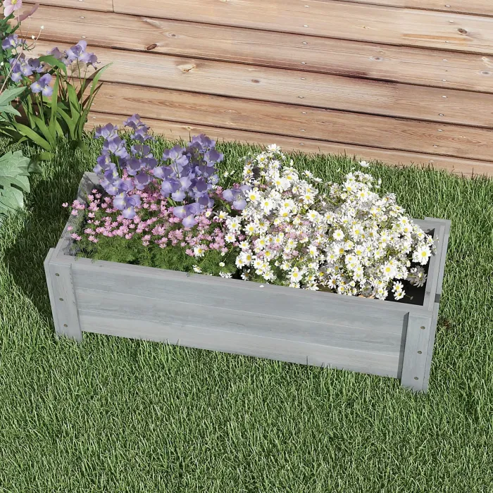 Outsunny Wooden Garden Raised Bed Planter Grow Containers Pot, 100x36.5x36cm