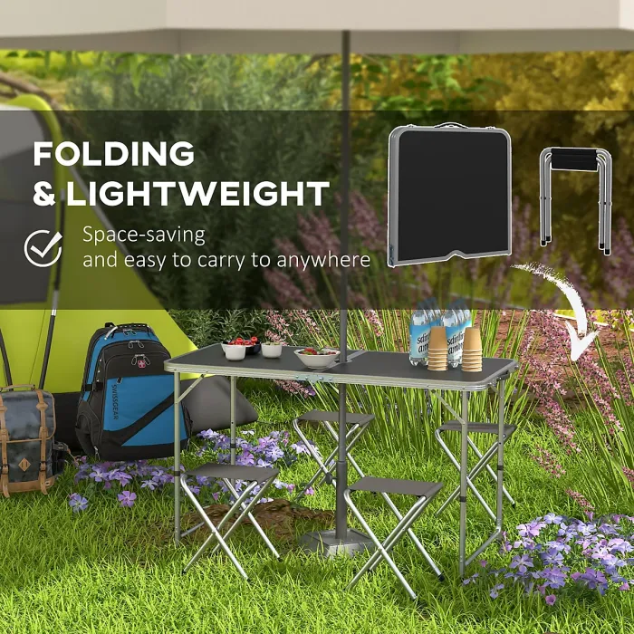 Outsunny Camping Table and Chairs Outdoor Indoor Use for BBQ Picnic Garden