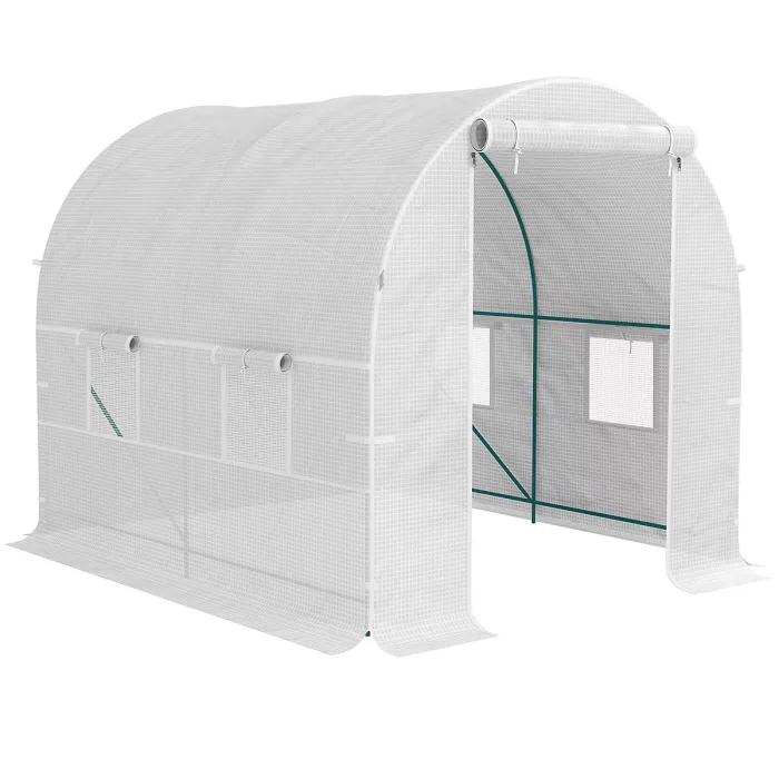Outsunny Polytunnel Greenhouse Outdoor Grow House Roll Up Door Windows 2x2.5m
