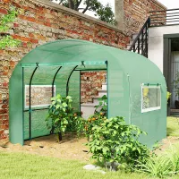 Outsunny 3 x 3 x 2m Polytunnel Greenhouse with Doors and Mesh Windows