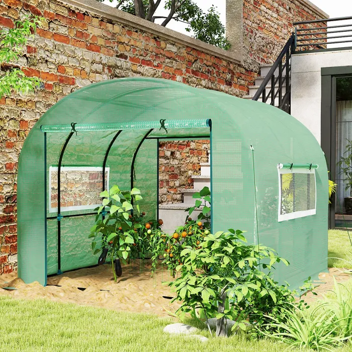 Outsunny 3 x 3 x 2m Polytunnel Greenhouse with Doors and Mesh Windows