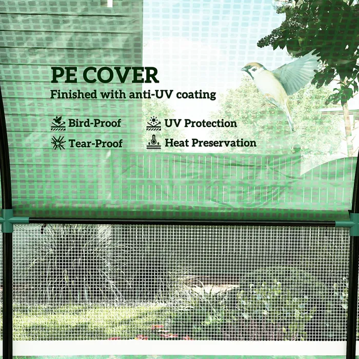 Outsunny 3 x 3 x 2m Polytunnel Greenhouse with Doors and Mesh Windows