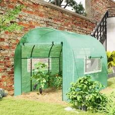 Outsunny 3 x 2 x 2m Polytunnel Greenhouse with Doors and Mesh Windows