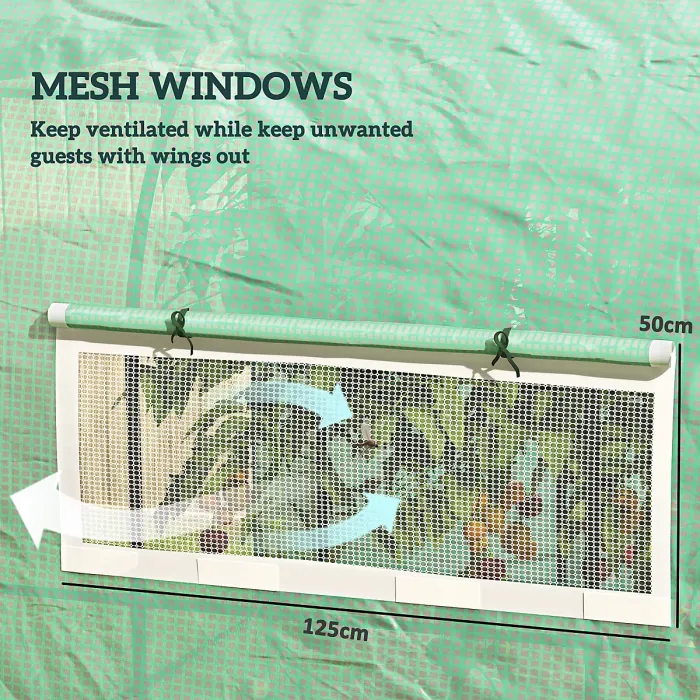 Outsunny 3 x 2 x 2m Polytunnel Greenhouse with Doors and Mesh Windows